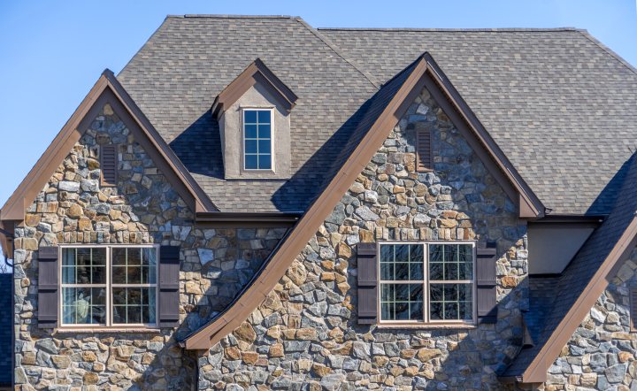 Stone siding on residential home